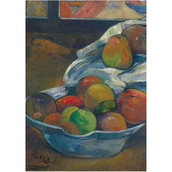 Bowl of Fruit and Tankard before a Window by Paul Gauguin Tea Towel
