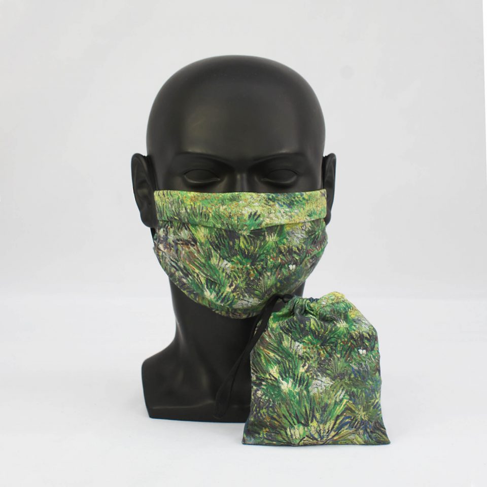 'Long Grass with Butterflies' - Vincent van Gogh - National Gallery Face Mask and Bag Bundle