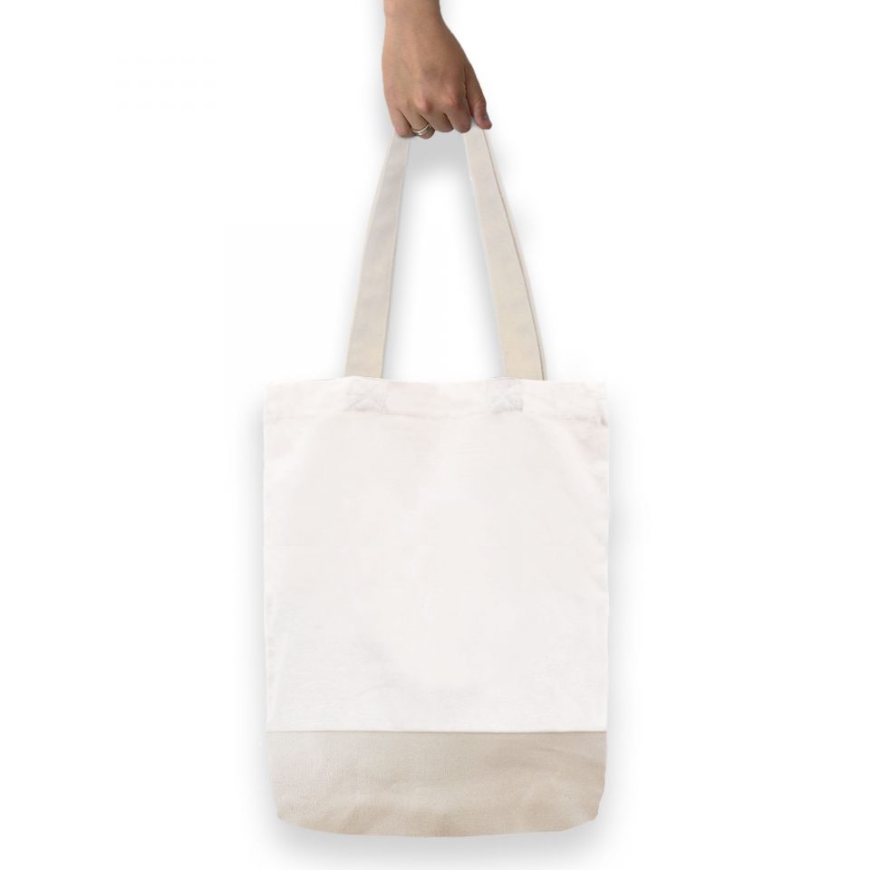 Contrast Tote Bag - Natural Base, Handles, Zip Pocket & Lining