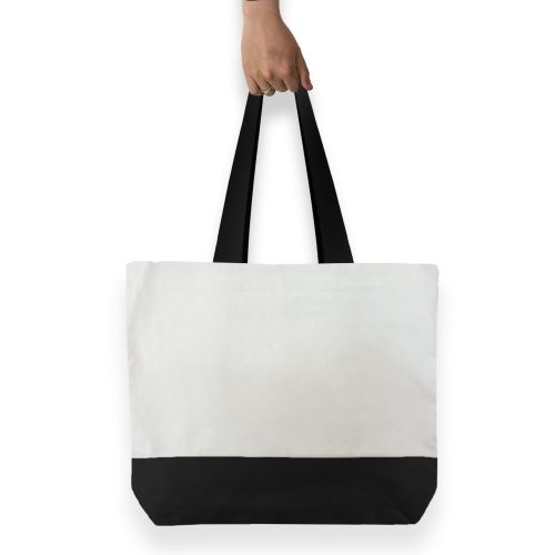 Contrast Organic Large Tote Bag – Black Handles & Lining – 308gsm